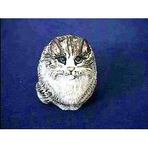  Silver Tabby Persian Cat Collectible Resin Figure
