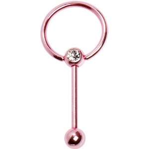   Pink Electro Titanium Door Knocker Barbell Tongue Ring Jewelry