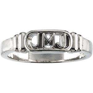  Jesus Mary And Joseph Ring in 14k White Gold: Jewelry