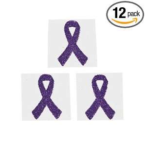  12 Purple Awareness Ribbon Tattoo Stickers Health 