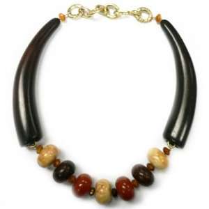 Ext Gold Wood+Brown X6pcs Marron Combinaison Necklace Necklace Plastic 