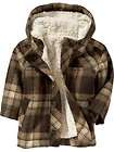 NWT OLD NAVY Brown PLaid Wool Hooded BUtton Down Jacket