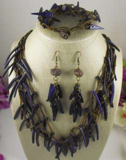 hand knot multi strands coconut shell necklace/bracelet /earring set 