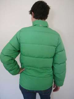 Vtg 70s Puffy Goose DOWN Green Winter Coat Jacket Women  