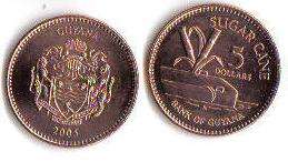 GUYANA 3 PIECE MODERN UNCIRC COIN SET; $1, $5 AND $10  