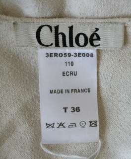 CHLOE Cream Halter Boho Drawstring+Beaded Dress 36  