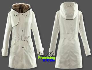 Fashion Womens 2 in 1 Faux Fur Winter Long Coat Outerwear Black/Beige 