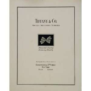  1933 Original Print Ad Tiffany Diamond Jewelry Pin Bow 