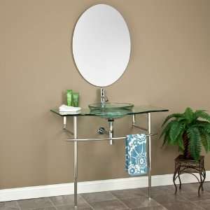  40 Larwill Glass Console Sink with Semi Recessed Basin 