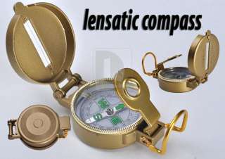 New Military Golden Lensatic Marching Compass Survival Camping  