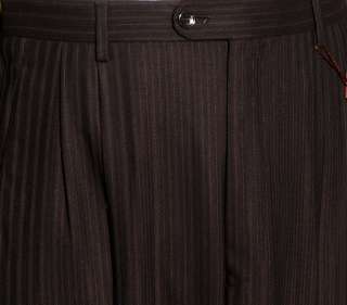 Daniele $1295 STUNNING Black Brown Multi Stripe 150s Wool Mens 