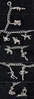 Sterling Silver 10 Charm Bracelet Dogs Teapot Elephant  