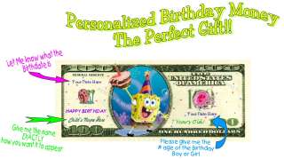 SPONGEBOB SQUAREPANTS Personalized Kids Birthday Bill !  