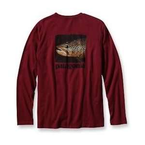  Patagonia Mens Long Sleeve Wilkens Brown T Shirt Real Red 