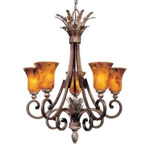    Cartouche Bronze Chandelier with Cracked Pen Shell Shades N6055 265