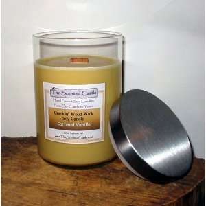  22oz Caramel Vanilla Cracklin Wood Wick Soy Candle by The 