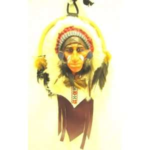   Painted Indian Chief 02 Hanging Sculpture Craftwork 