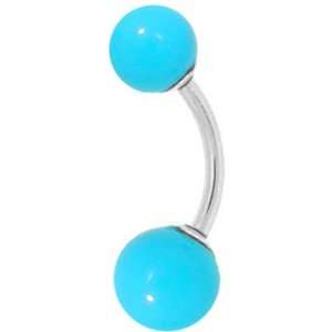   Gauge 3/4   4mm & 6mm Turquoise 14kt White Gold Belly Ring Jewelry