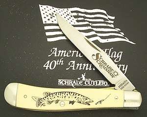 SCHRADE USA 1993 SCRIMSHAW PIKE LINER LOCKBACK KNIFE SC503  