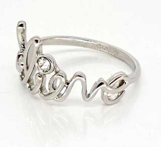 Disney Couture Platinum Plated Believe Word Ring  