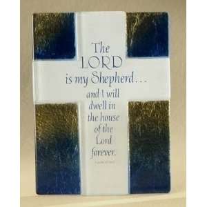   of 4 Glass Religious The Lord is my Shepherd Cross Plaques & Stands
