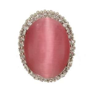  Dusty Pink Cat Eye Big Single Stone Cocktail Fashion Ring 