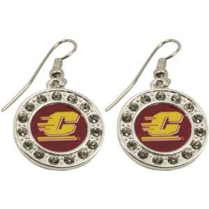  Central Michigan Chippewas Ladies Round Crystal Earrings 