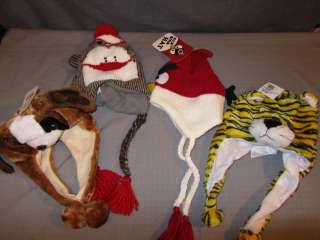 Crazy Animal Winter Lined Insulated Thermo Wear Sock Hats, Caps  