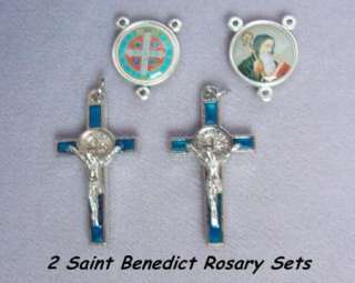 ROSARY SETS ~ BLUE & Silver St. Saint Benedict Crucifix Center Parts 