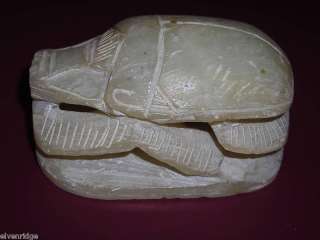 Large carved soapstone scarab beetle display ornament  