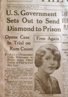 10 1931 LOCAL newspapers Gangster LEGS DIAMOND on TRIAL  