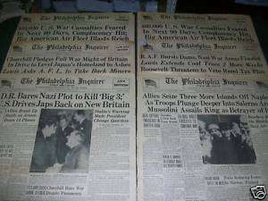 1943 PHILA INQ NEWSPAPER WWII HEADLINES LOT 39   UP 285  