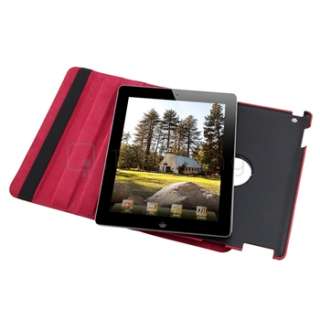 Red 360°Rotating Stand Crocodile Leather Magnetic Case Cover For iPad 