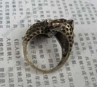 Lovely Leopard Red Crystal Eyes Retro Bronze Style Ring  