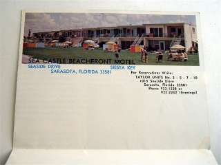 Sea Castle Motel Sarasota Florida Postcard Brochure  