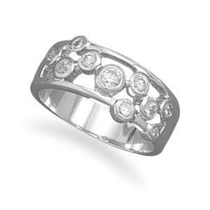   Rhodium Plated Bubble CZ Ring   Size 7 West Coast Jewelry Jewelry