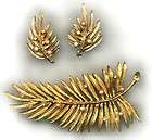 VTG Judy Lee Fern Leaf Leaves Pin Brooch Earrings Clip 