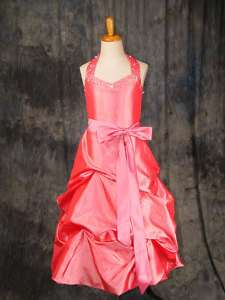 G169R Halter Pink Pageant Girl Dress Flower Girl Dress  