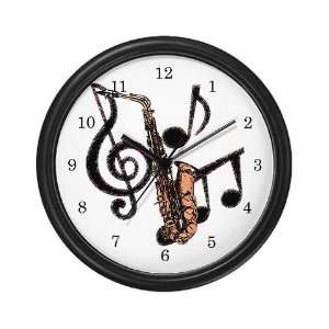 Cartoon Saxophone Funny Wall Clock by CafePress