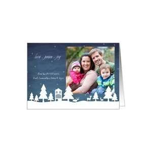   , peace, joy, Christmas photo card, reindeer and christmas trees Card