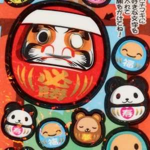  Daruma Doll glitter sticker Japanese talisman: Toys 