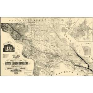  SAN LUIS OBISPO COUNTY CA LANDOWNER MAP 1874: Home 