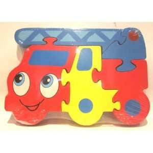  5 Piece Chunky Wooden Fire Engine Puzzle: Toys & Games