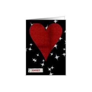  Big Heart with Stars Adore Valentine Love Blank Greeting 