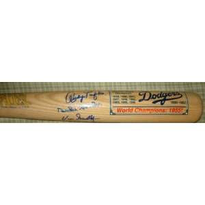 Brooklyn Dodgers Autographed Baseball Bat by Vin Scully, Duke Snider 