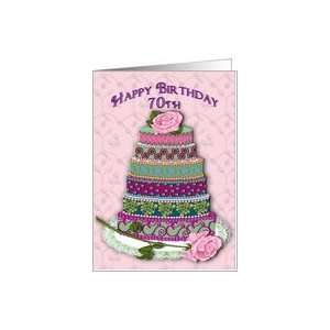  BIRTHDAY   70TH   DECORATED MULTI TIER CAKE Card Toys 