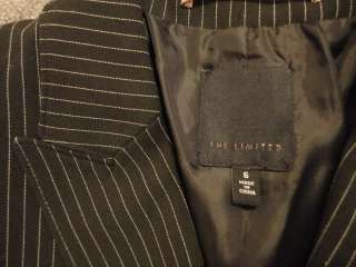 THE LIMITED Lined Single Button Black Notched Pinstripe Blazer 