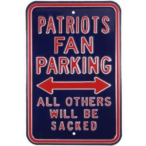   Patriots Navy Blue Steel Sacked Parking Sign