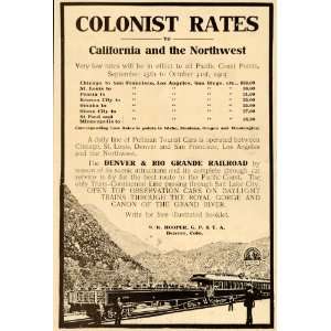  1905 Vintage Ad Denver & Rio Grande Railroad Fares 