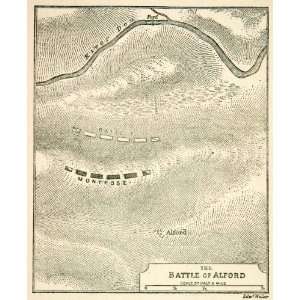  1893 Lithograph Map Battle Alford Earl Montrose Baillie 